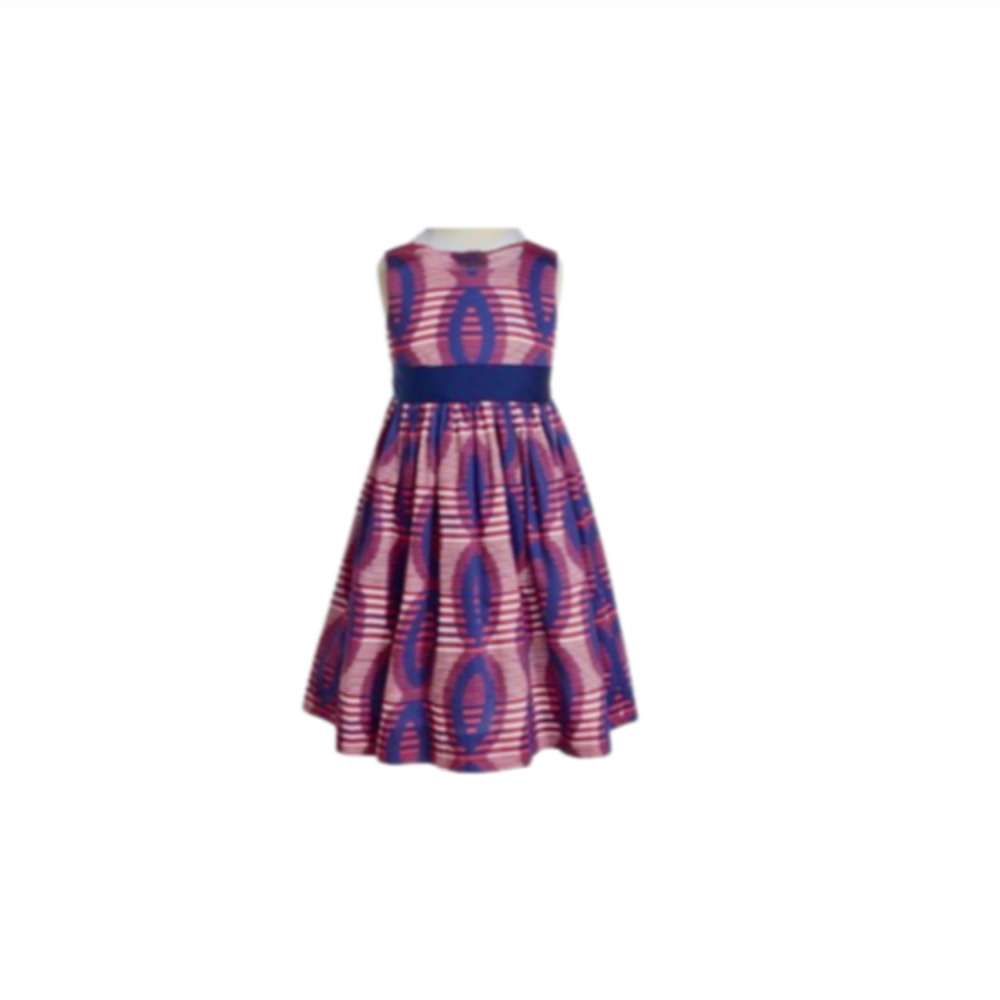 Girls Oscar de la Renta Red, White & Navy Graphic Print Dress size 12Y